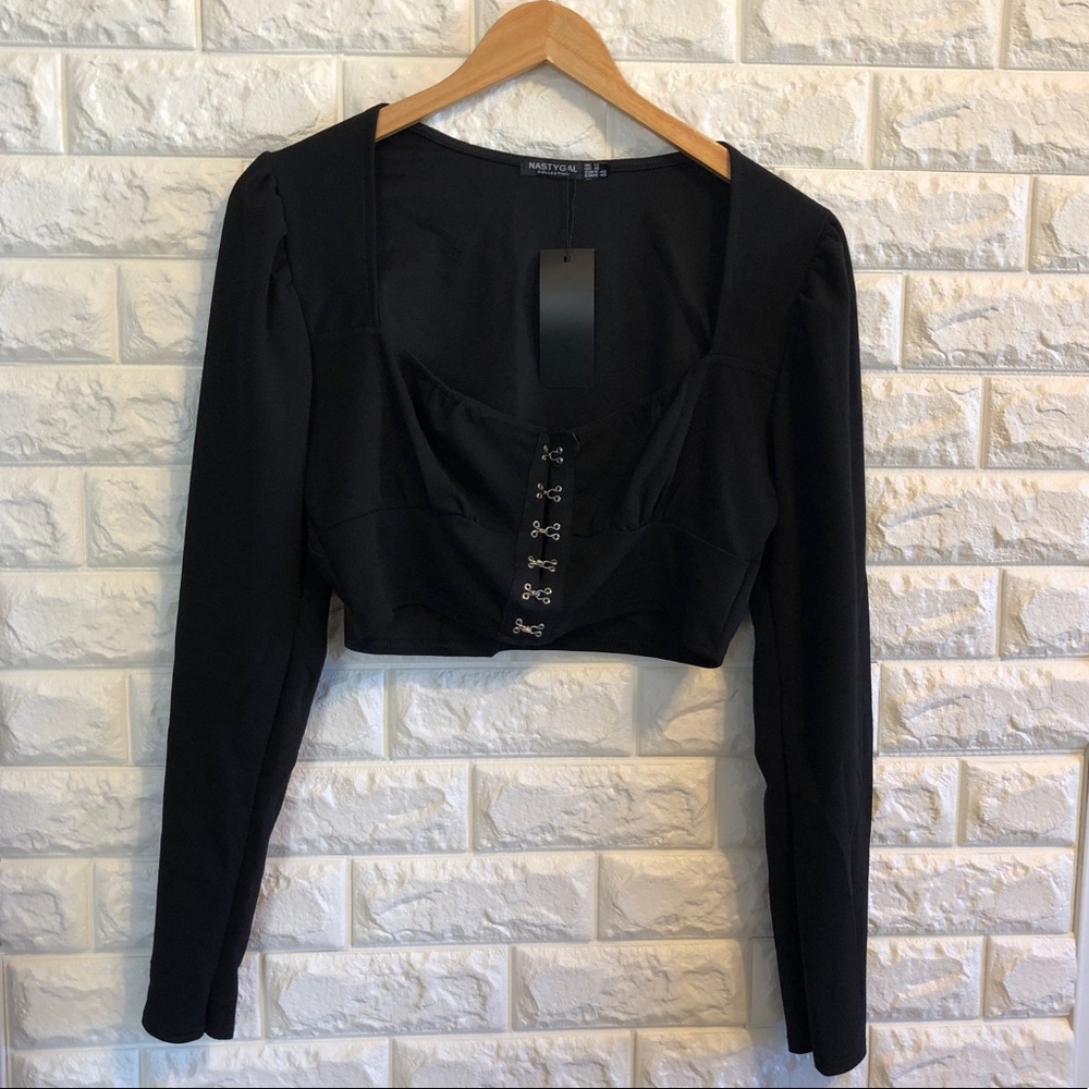 nasty gal hook closure crop top